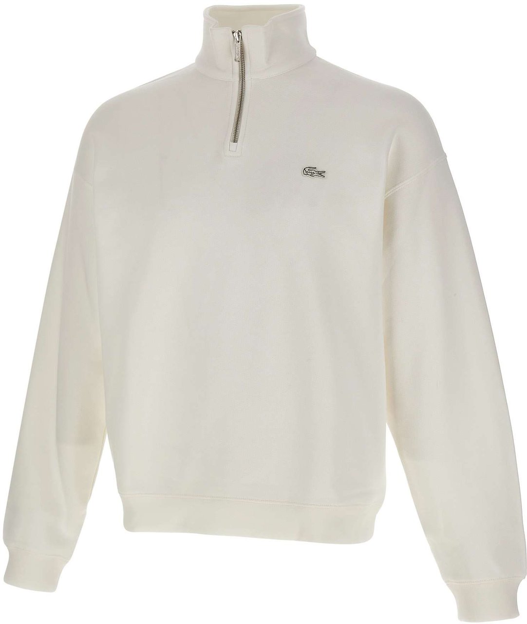 Lacoste Uni - Loose Fit Trui met Rits Flour Wit Wit