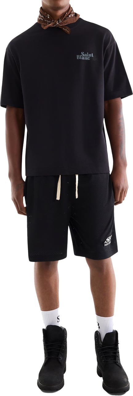Saint Blanc Oblique Logo Mesh Short Black Zwart