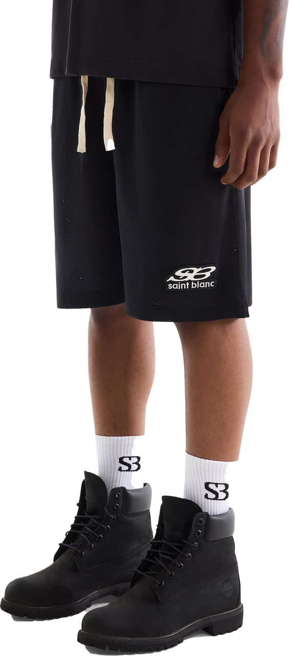 Saint Blanc Oblique Logo Mesh Short Black Zwart