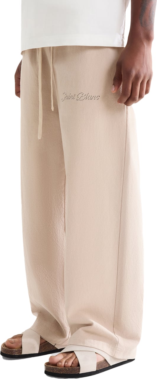 Saint Blanc Stitched Linen Pants Gray Moon Beige