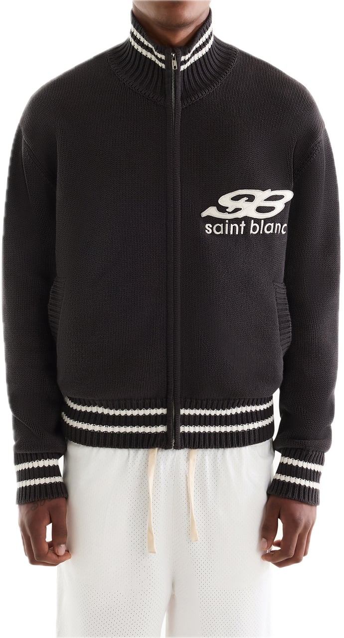 Saint Blanc Oblique Logo Full Zip Knit Gray Grijs