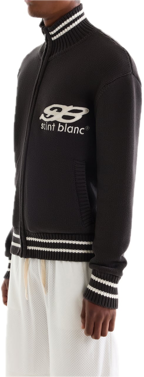 Saint Blanc Oblique Logo Full Zip Knit Gray Grijs