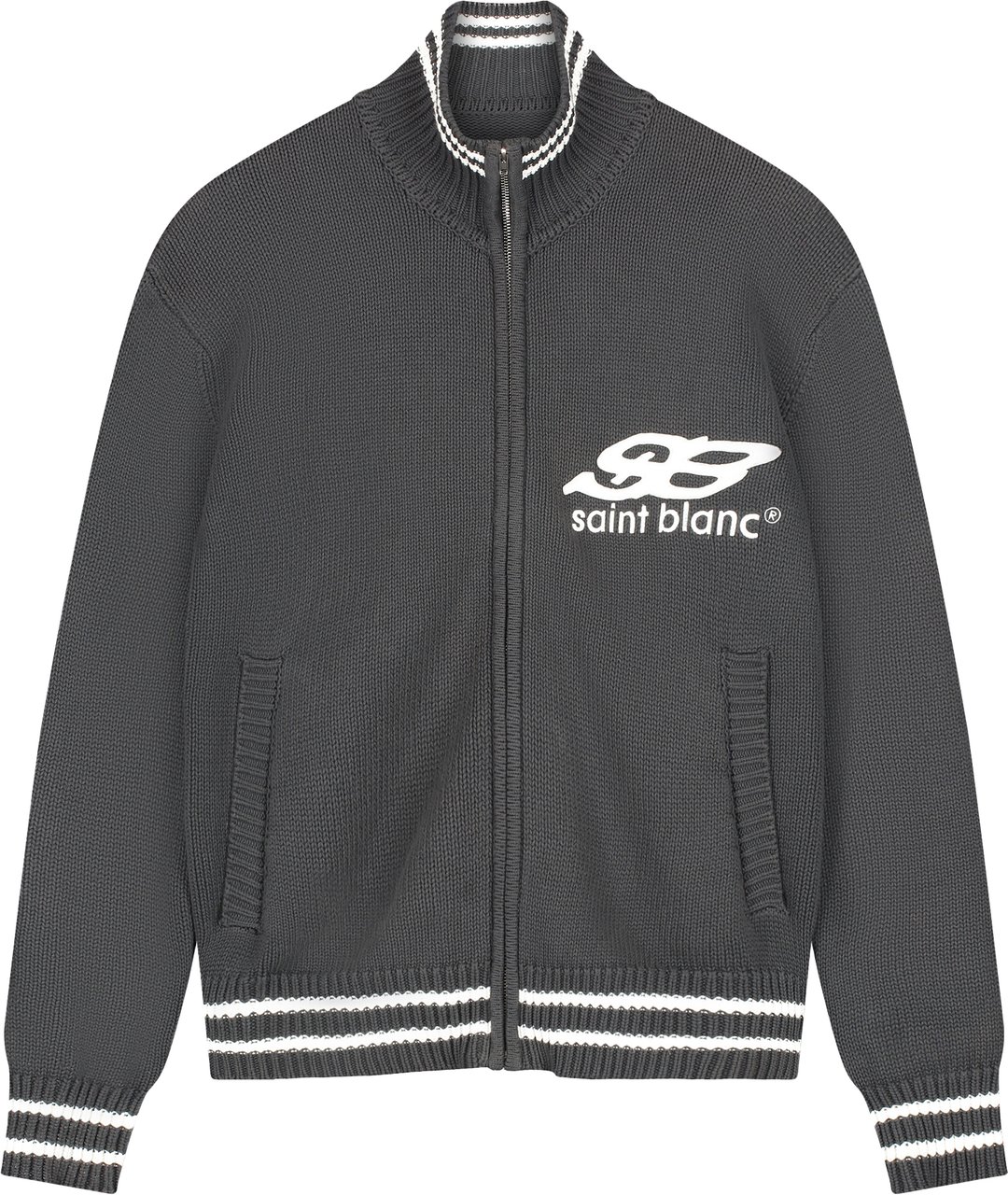 Saint Blanc Oblique Logo Full Zip Knit Gray Grijs