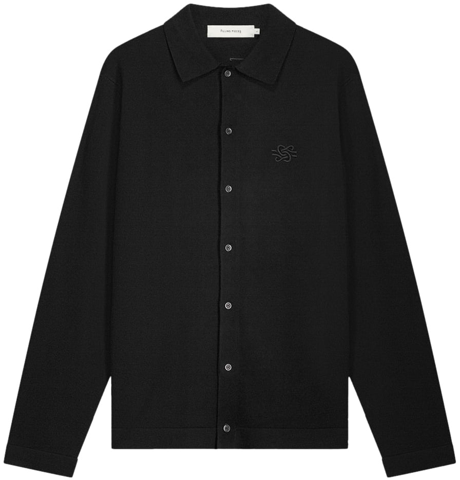 Filling Pieces Knit Dress Shirt Black Zwart