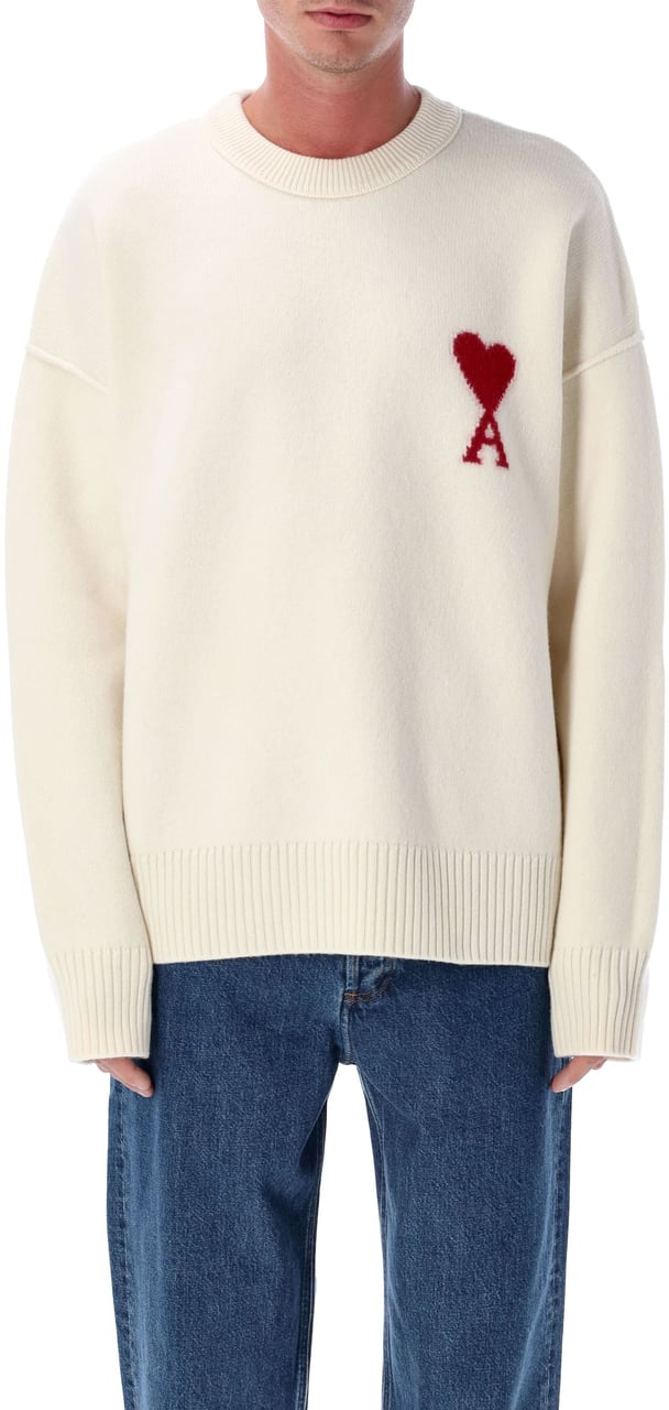 AMI Paris pull ami heart en maille intarsia Beige