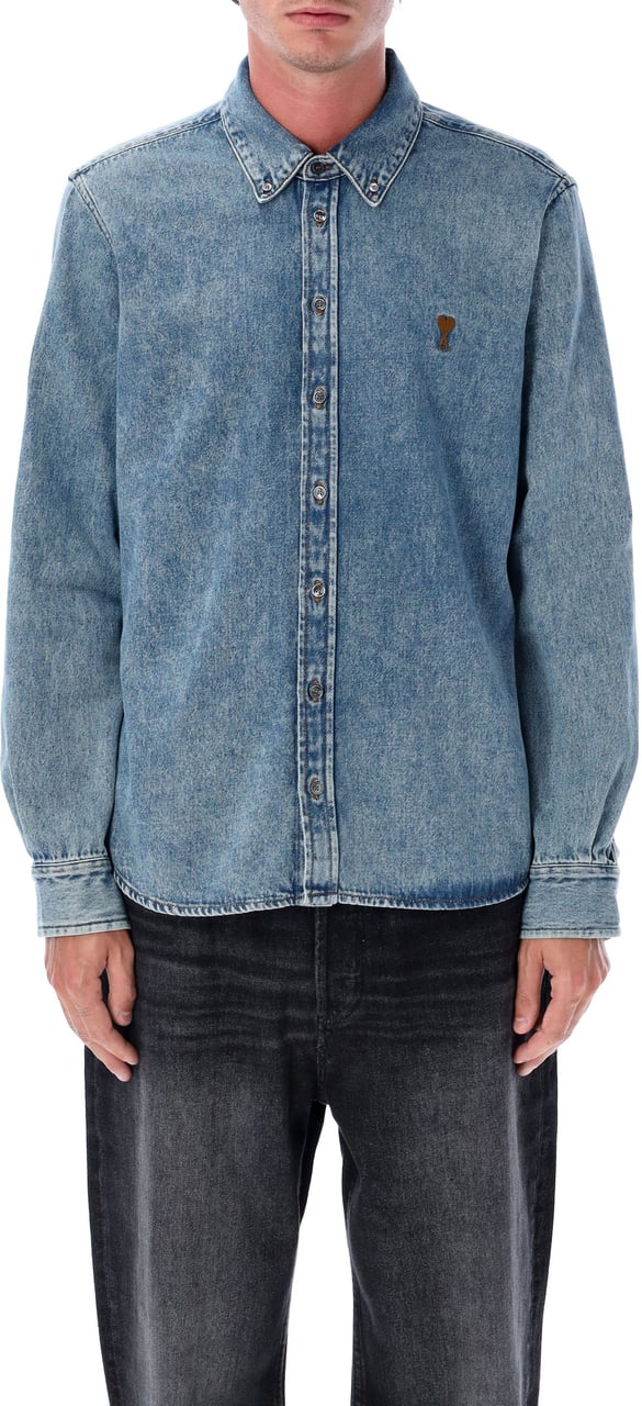 AMI Paris Adc Shirt Used Blue Blauw