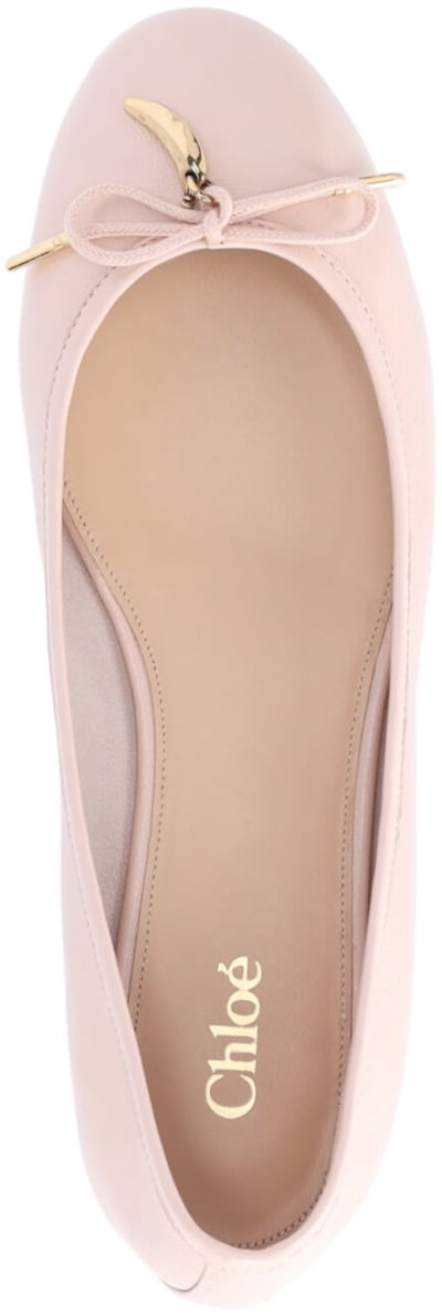 Chloé Iris Leather Ballerina Flats Beige