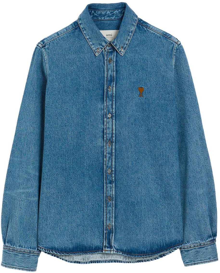 AMI Paris Adc Shirt Used Blue Blauw