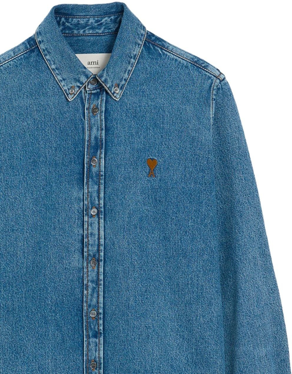 AMI Paris Adc Shirt Used Blue Blauw