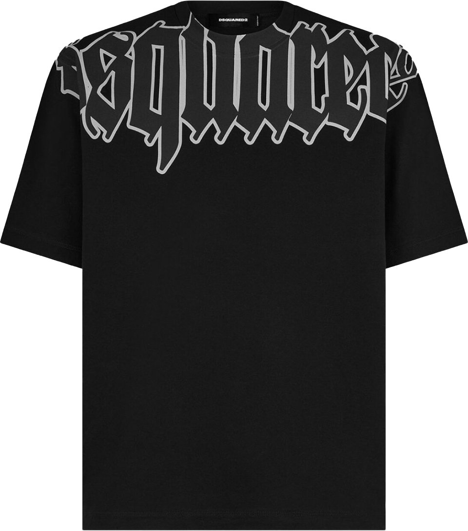 Dsquared2 Gothic Logo Loose Fit T-shirt Zwart