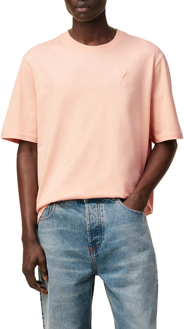 AMI Paris t shirt en coton a logo ami de coeur Roze