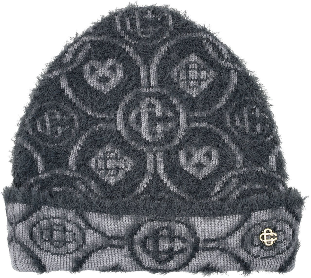 Casablanca Fluffy Monogram Beanie Grigio Grijs