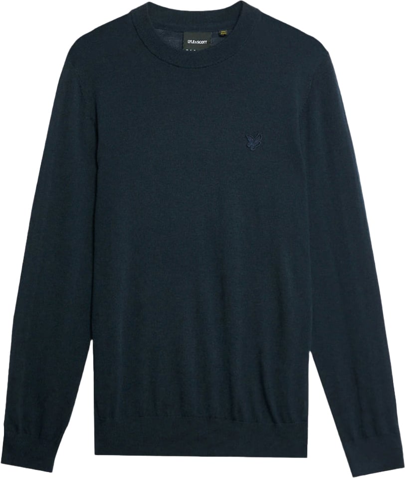 Lyle & Scott Tonal eagle merino crew Blauw