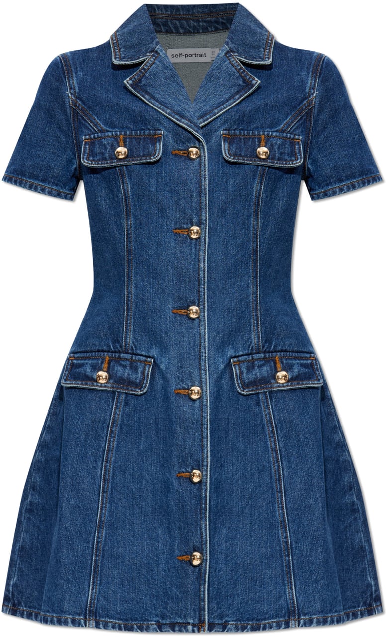Self-Portrait Jeans dress blue Blauw