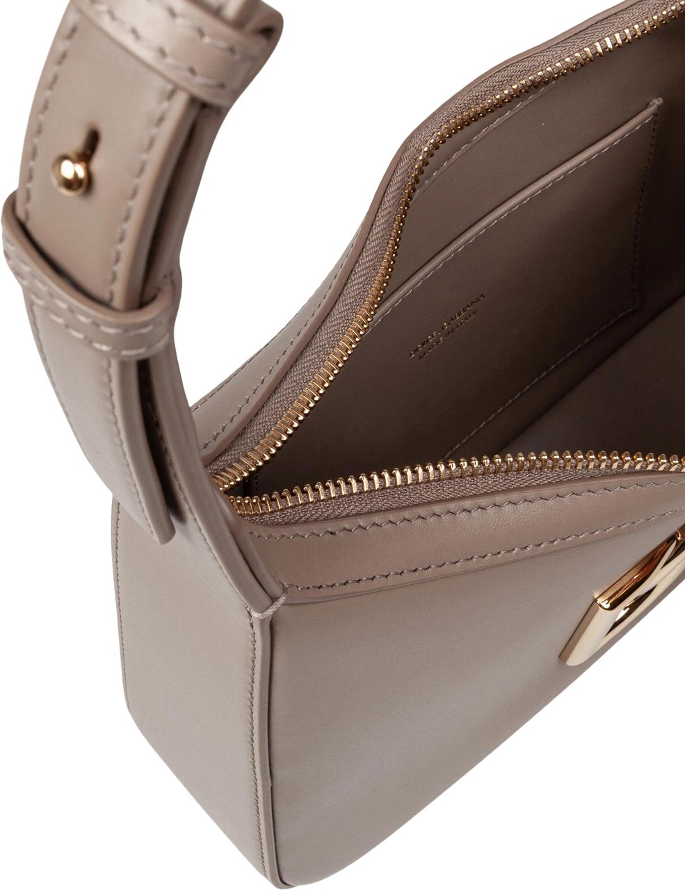 Dolce & Gabbana Dolce & gabbana 3.5 leather shoulder bag with dg logo taupe Grijs