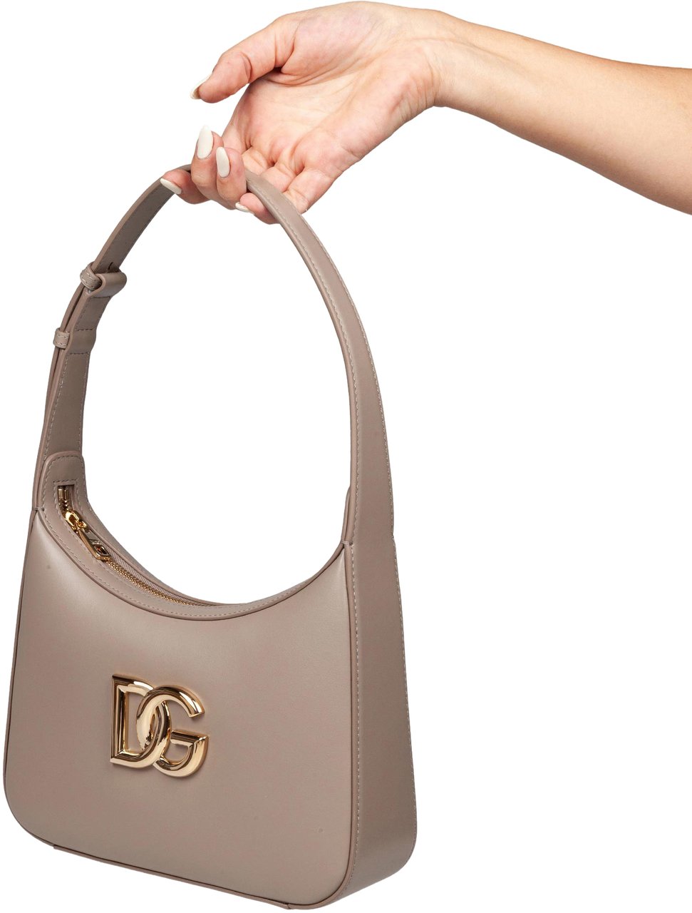 Dolce & Gabbana Dolce & gabbana 3.5 leather shoulder bag with dg logo taupe Grijs