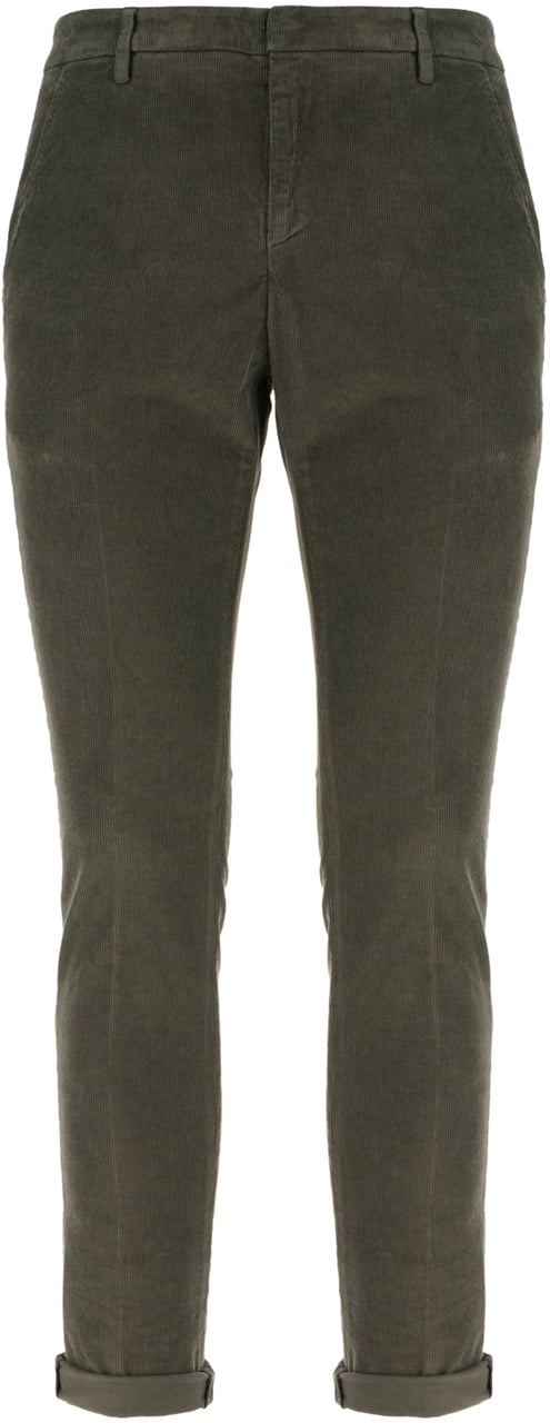 Dondup Dondup Olive green stretch cotton pants Groen