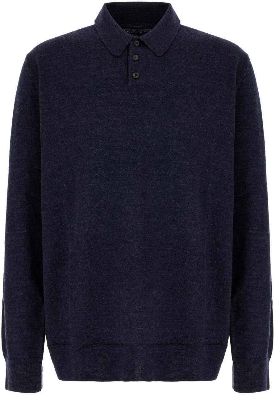 Maison Margiela Maison Margiela Midnight blue wool polo shirt Blauw