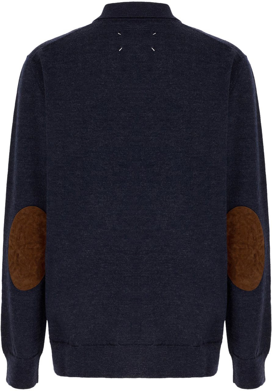 Maison Margiela Maison Margiela Midnight blue wool polo shirt Blauw