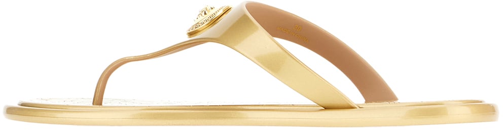 Versace Versace Gold rubber thong sandals Goud