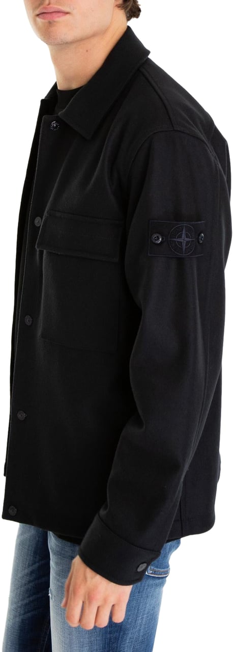 Stone Island Heren BlackLogopatch Overshirt Zwart Blauw