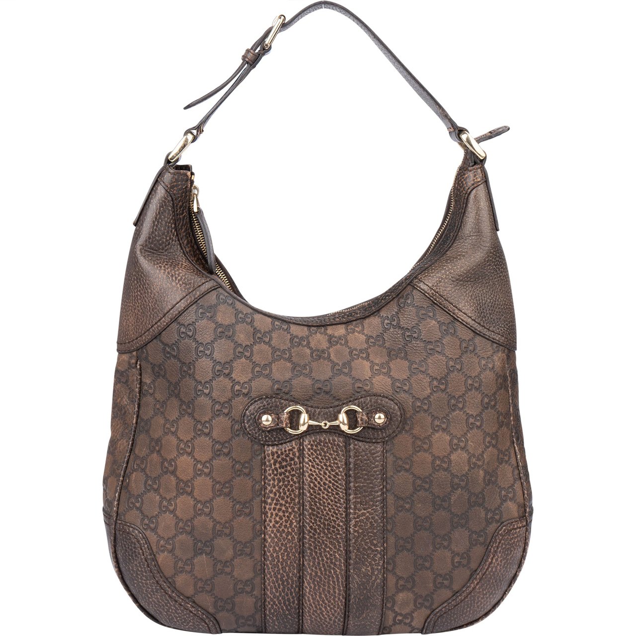 Gucci Gucci GG Leather Monogram Horsebit Hobo Bag Divers