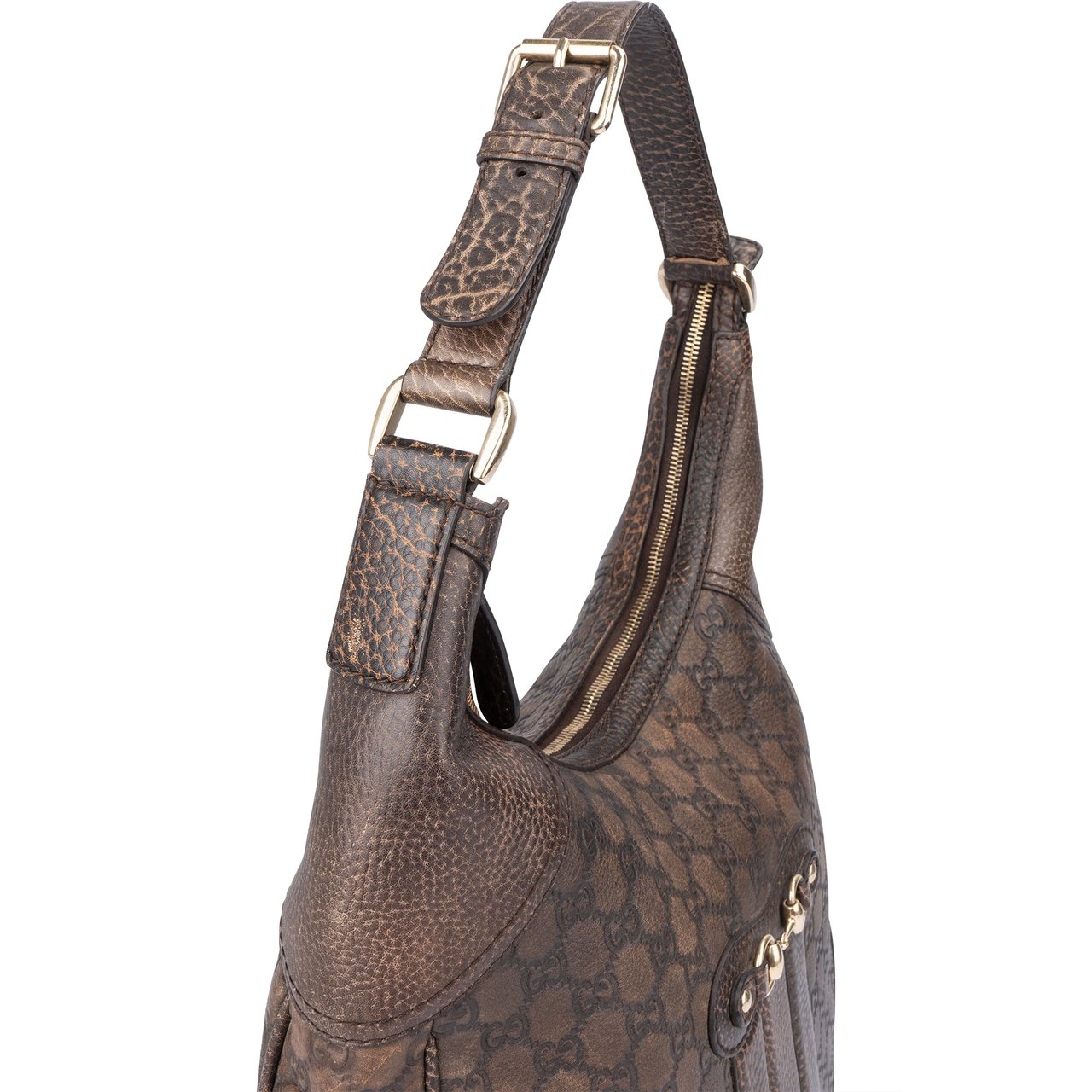 Gucci Gucci GG Leather Monogram Horsebit Hobo Bag Divers