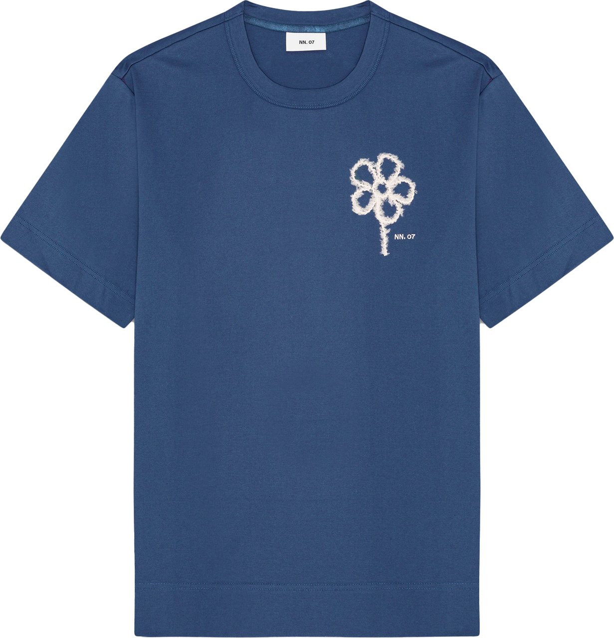 NN07 Pedro Embroidery Tee Blauw