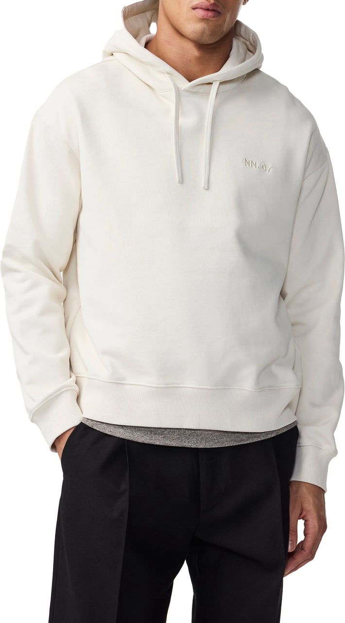 NN07 David Brushed Hoodie Wit