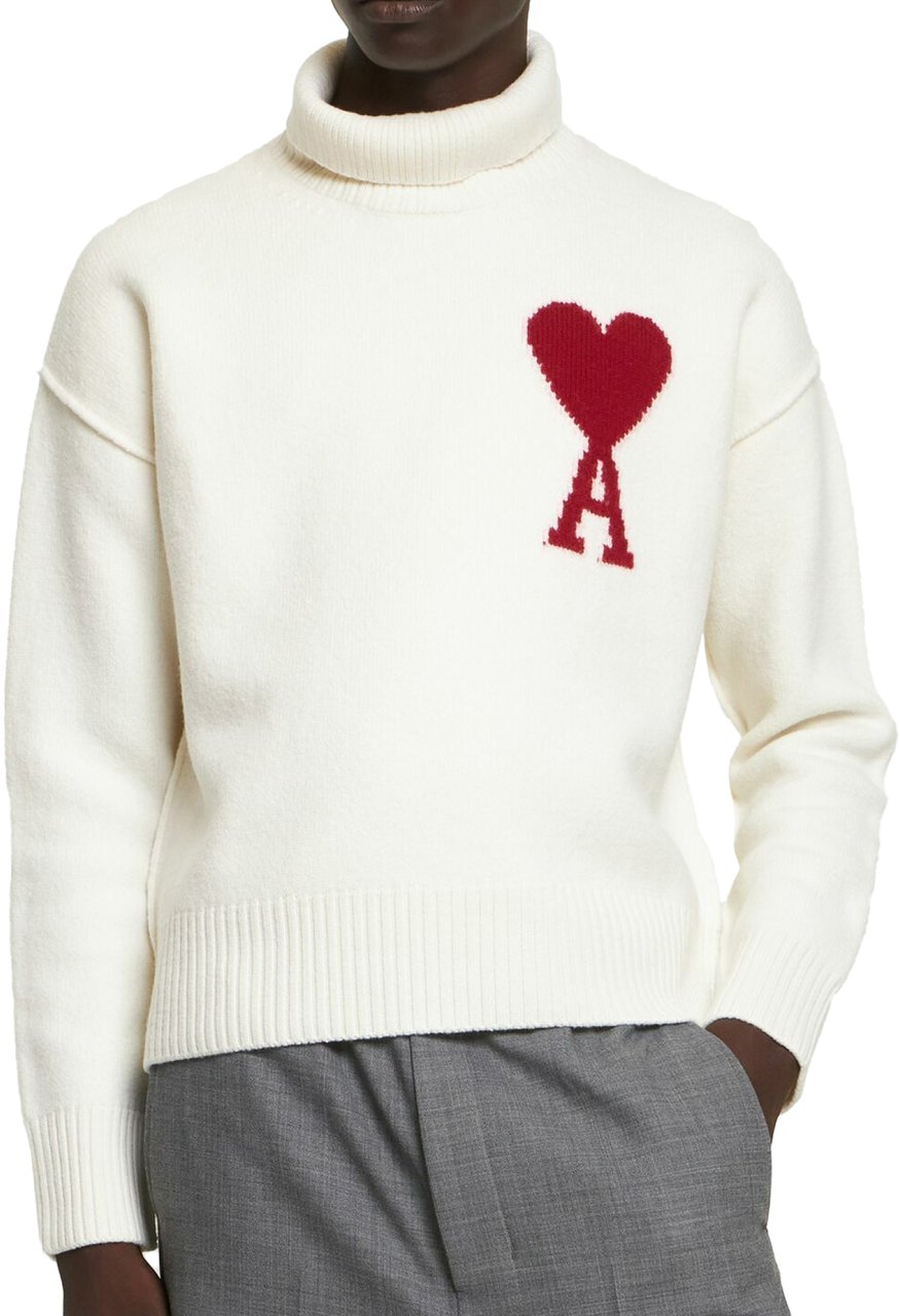 AMI Paris De Coeur Logo Sweater Wit