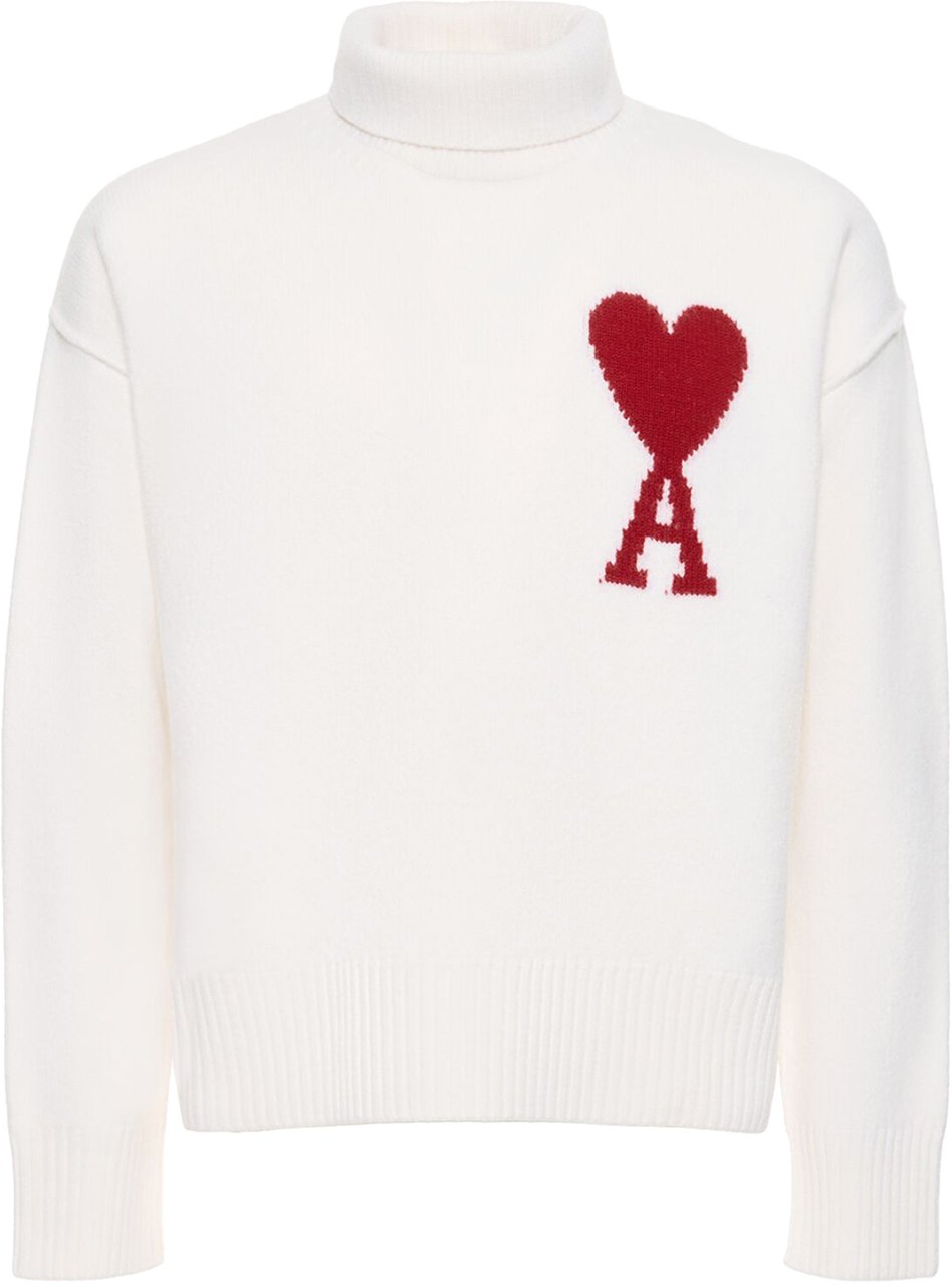 AMI Paris De Coeur Logo Sweater Wit