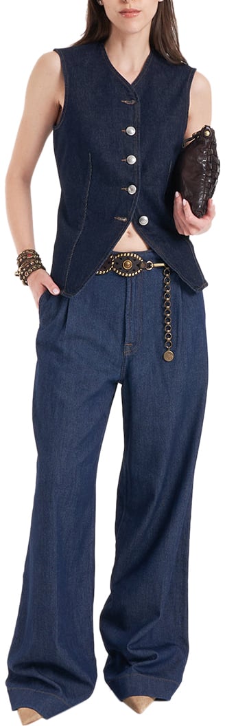 7 For All Mankind Pleated jeans 'Halona' Blauw