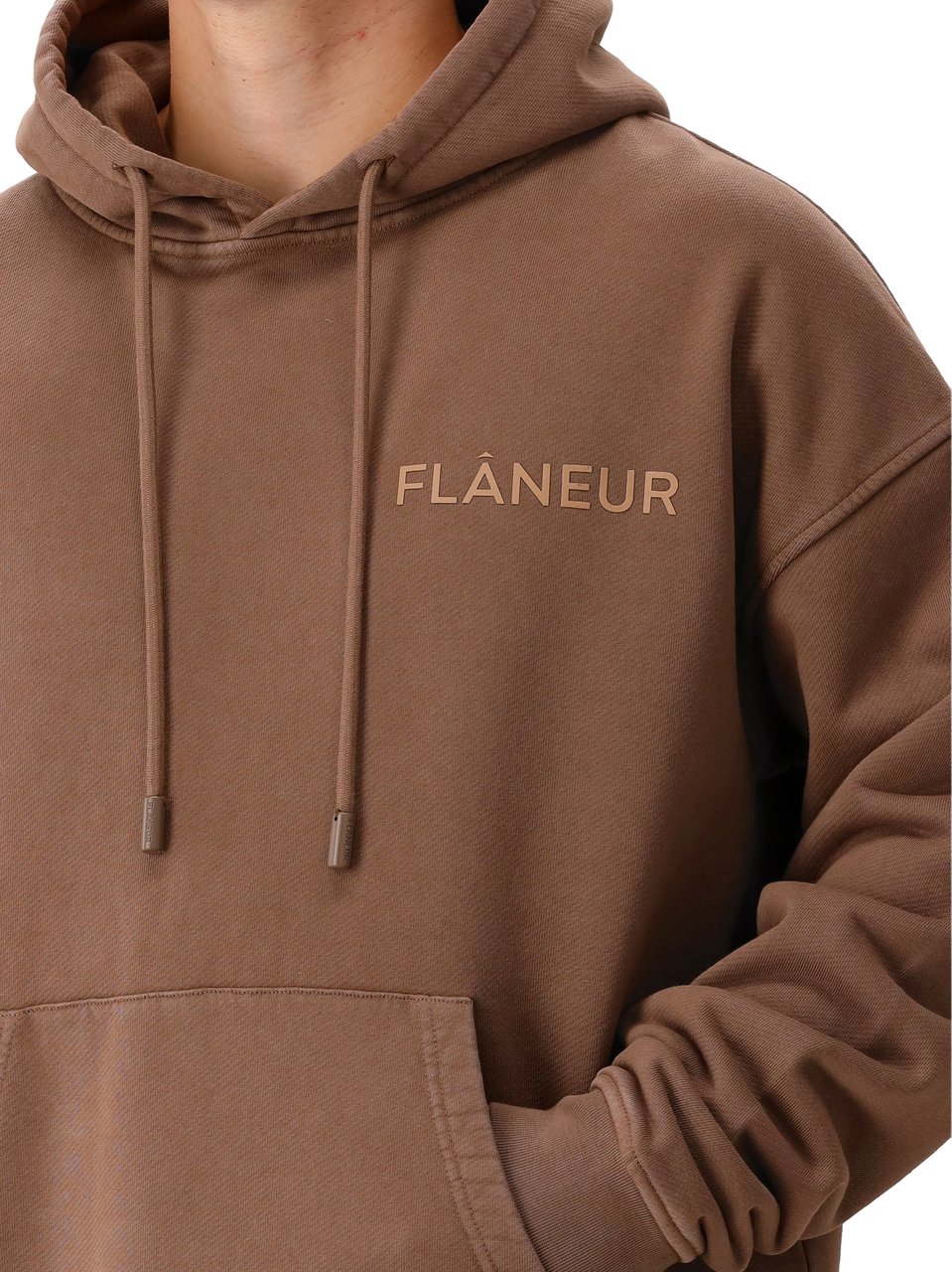FLÂNEUR Flâneur Hoodie Bruin Double Logo Washed Hoodie Bruin