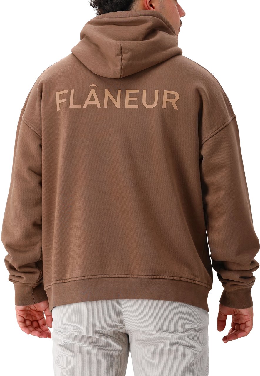 FLÂNEUR Flâneur Hoodie Bruin Double Logo Washed Hoodie Bruin