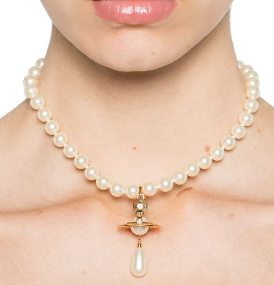 Vivienne Westwood One Row Pearl Drop Choker Gold/pearl/multi Divers