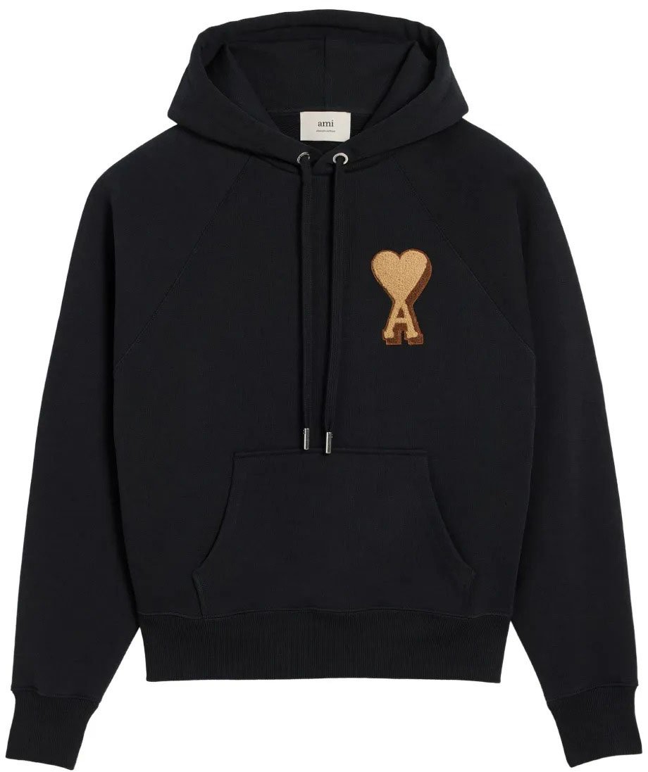 AMI Paris hoodie a logo brode Zwart