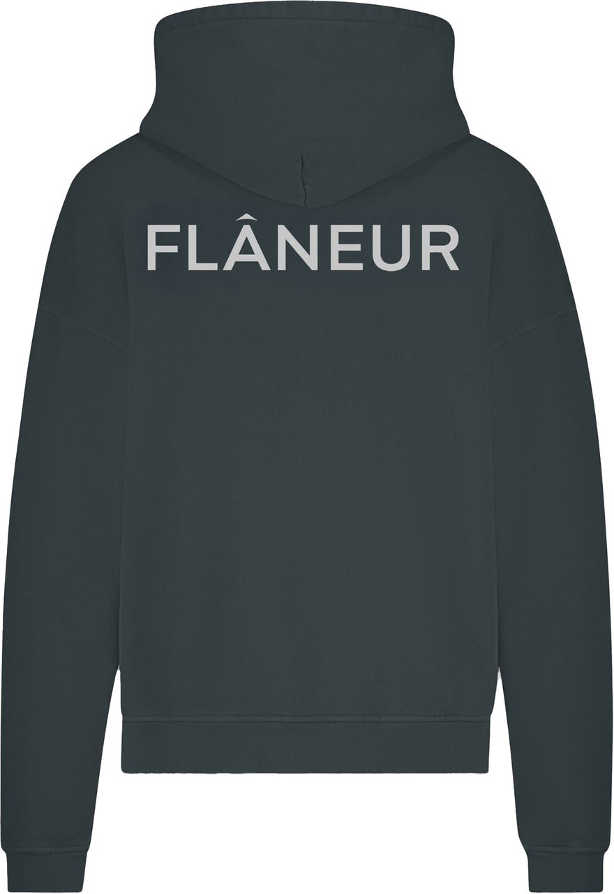 FLÂNEUR Double Logo Washed Hoodie Zwart