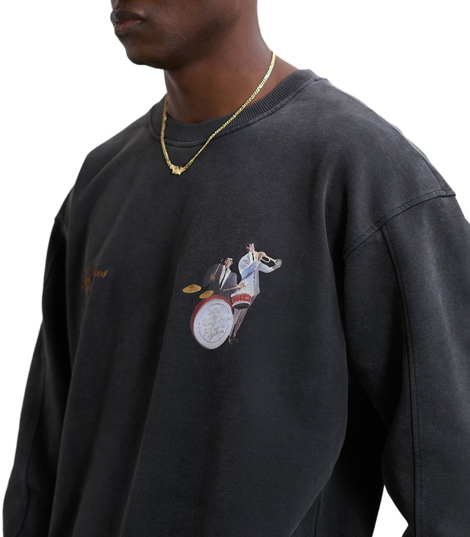 Filling Pieces Sweatshirt Band Vintage Black Zwart