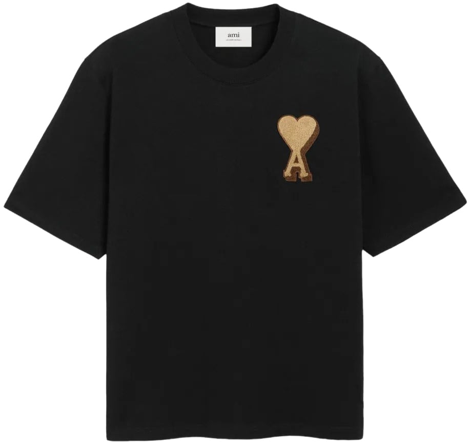 AMI Paris t shirt a logo ami de coeur Zwart