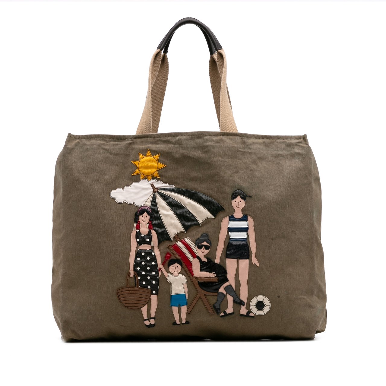 Dolce & Gabbana Canvas Family Beach Print Tote Bruin