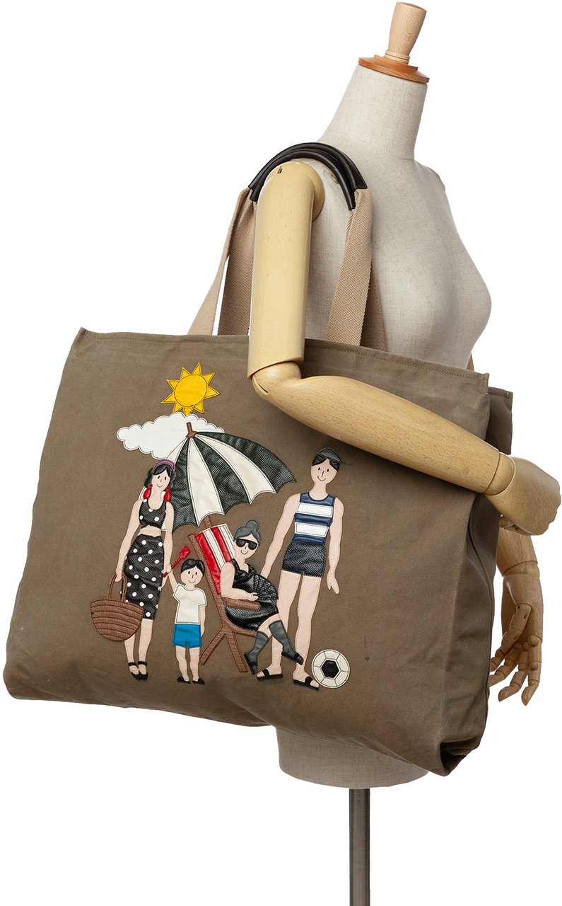 Dolce & Gabbana Canvas Family Beach Print Tote Bruin
