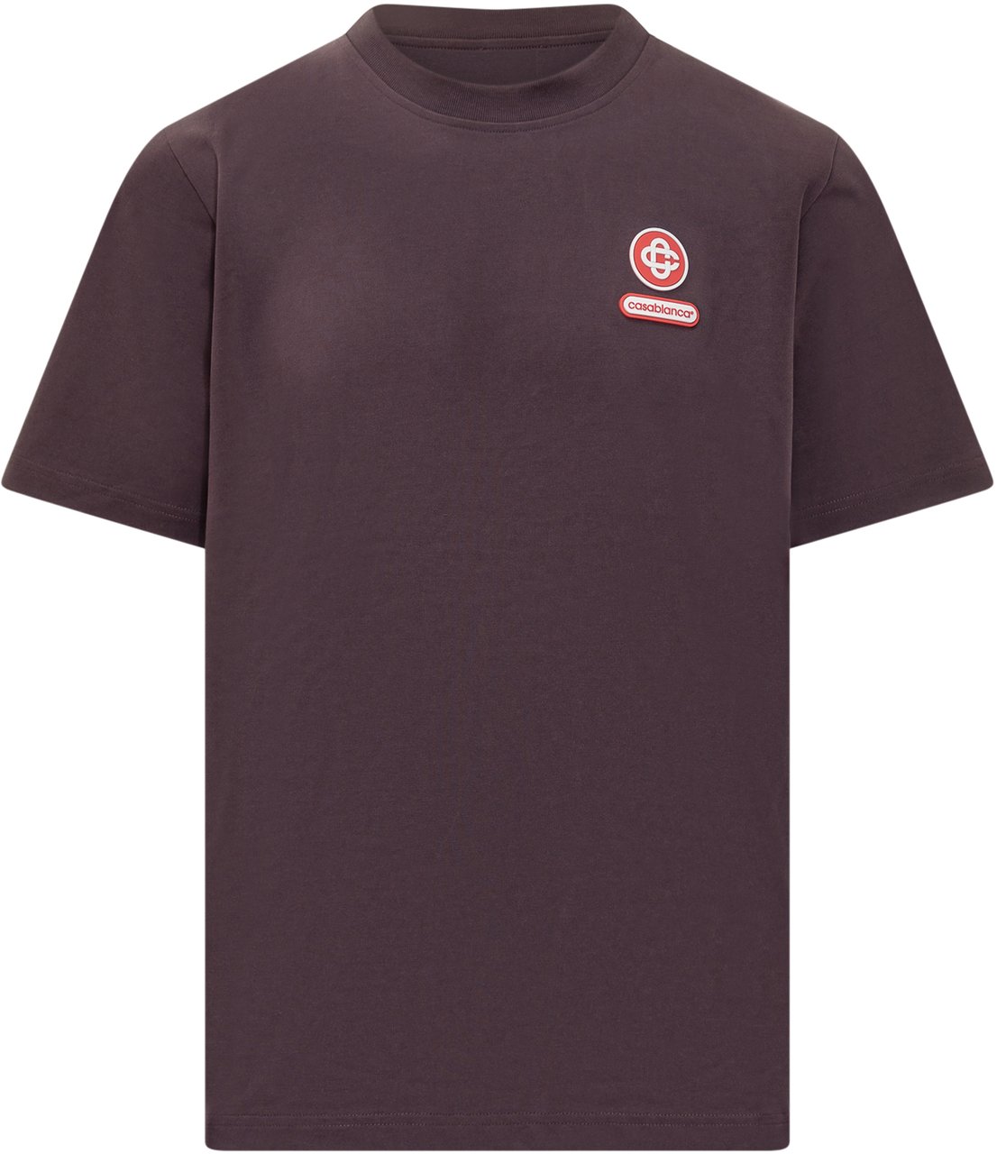 Casablanca T-Shirt Casablanca Marrone con Logo Ricamato Paars
