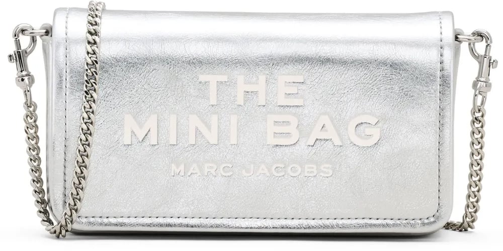 Marc Jacobs The Metallic Leather Chain Mini Shoulder Bag Zilver