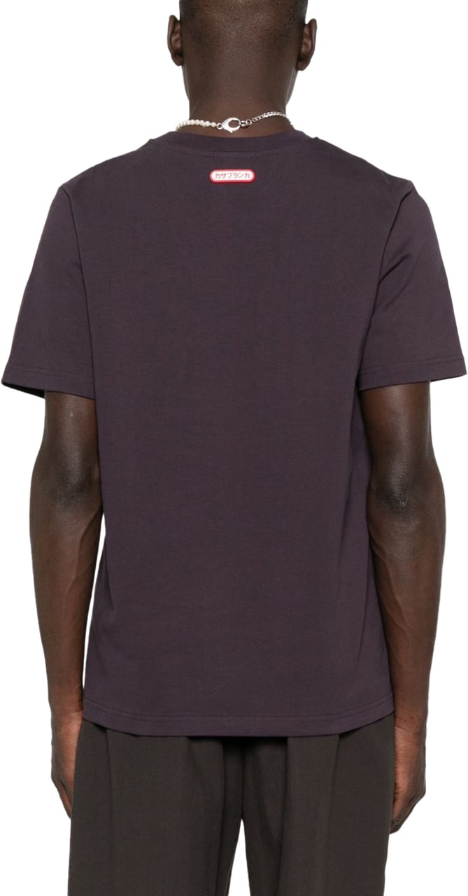 Casablanca T-Shirt Casablanca Marrone con Logo Ricamato Paars