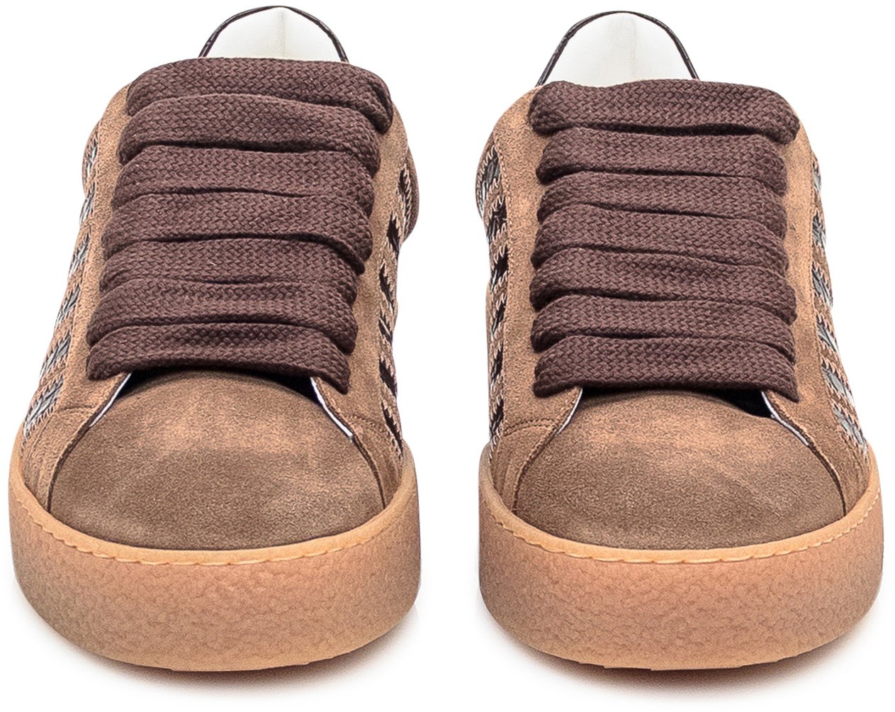 Dsquared2 Dsquared2 Sneakers Marroni in Camoscio con Dettagli in Pelle Bruin