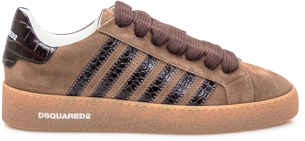 Dsquared2 Dsquared2 Sneakers Marroni in Camoscio con Dettagli in Pelle Bruin