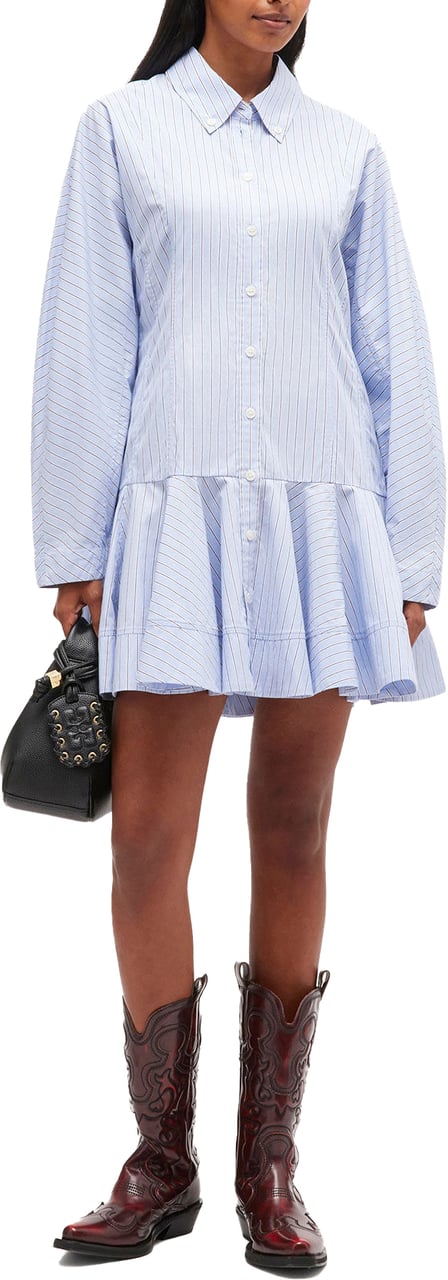 Ganni dress streep Blauw