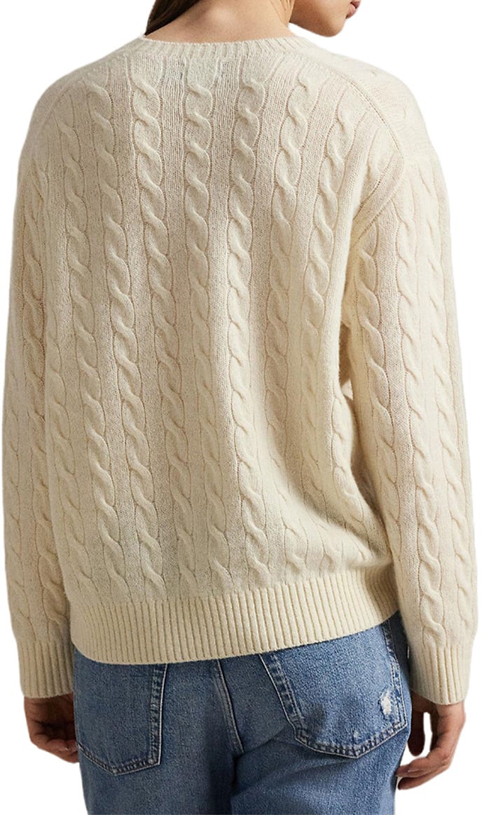 Ralph Lauren Kabeltrui Ecru Wit