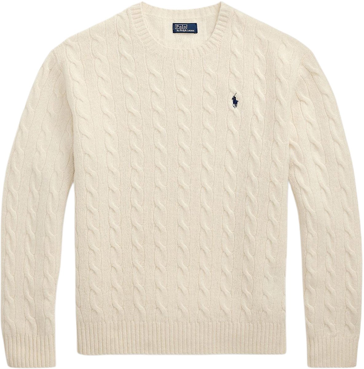 Ralph Lauren Kabeltrui Ecru Wit