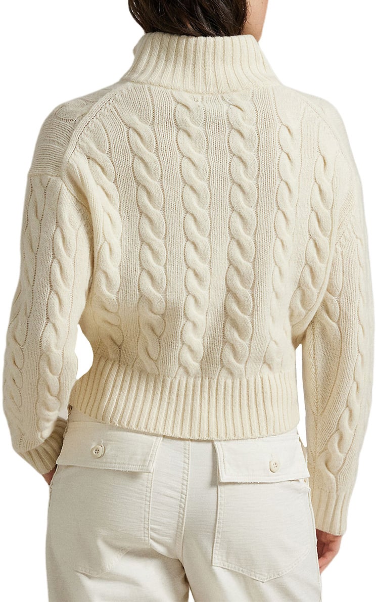 Ralph Lauren Half Zip Trui Ecru Wit